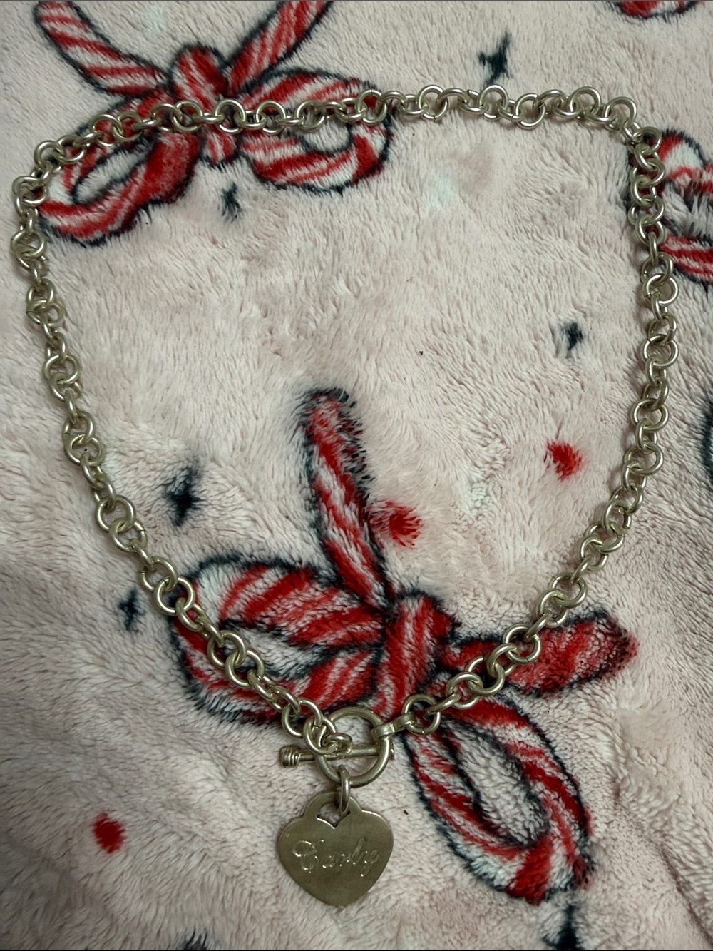 Silver Heart Pendant Toggle Chain Necklace
